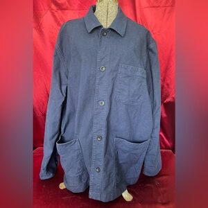 Men's Navy Overshirt Work Jacket - Casual Button-Up
